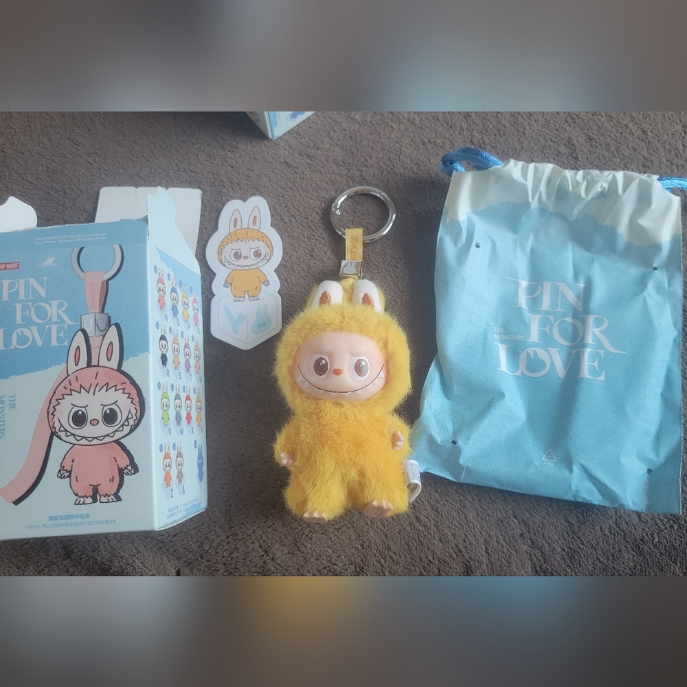 Authentic Pop Mart Pin for Love Yellow Monster Keychain Plush